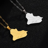 new iraq vintage map pendant necklace for men women gold silver color map clavicle chain titanium steel couple amulet jewelry