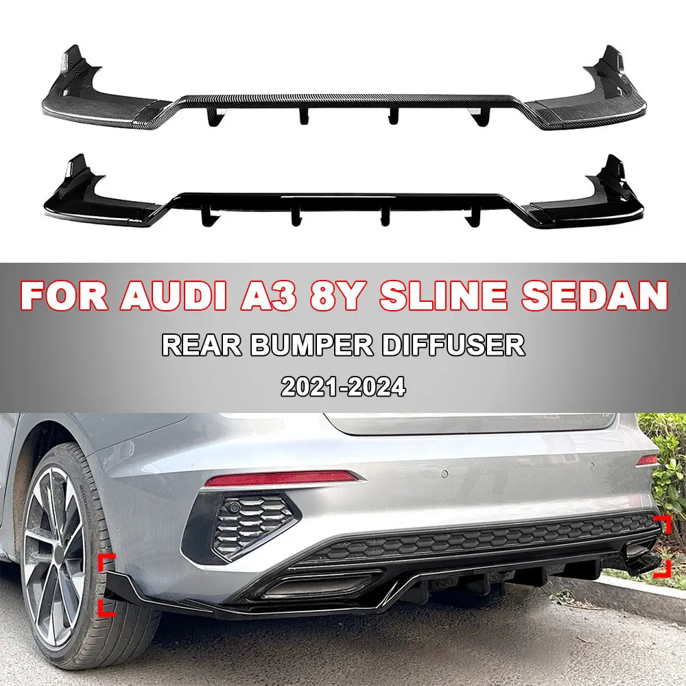 Для AUDI A3 8Y Sline Sedan задний бампер диффузор для губ Winglet Splitter Spoiler PP карбоновый вид