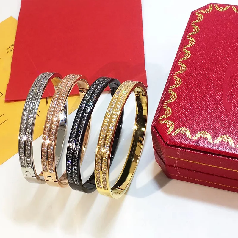 

Bracelet Double Row Diamond Styling Personality Retro Design Simple Temperament Fashion Jewelry