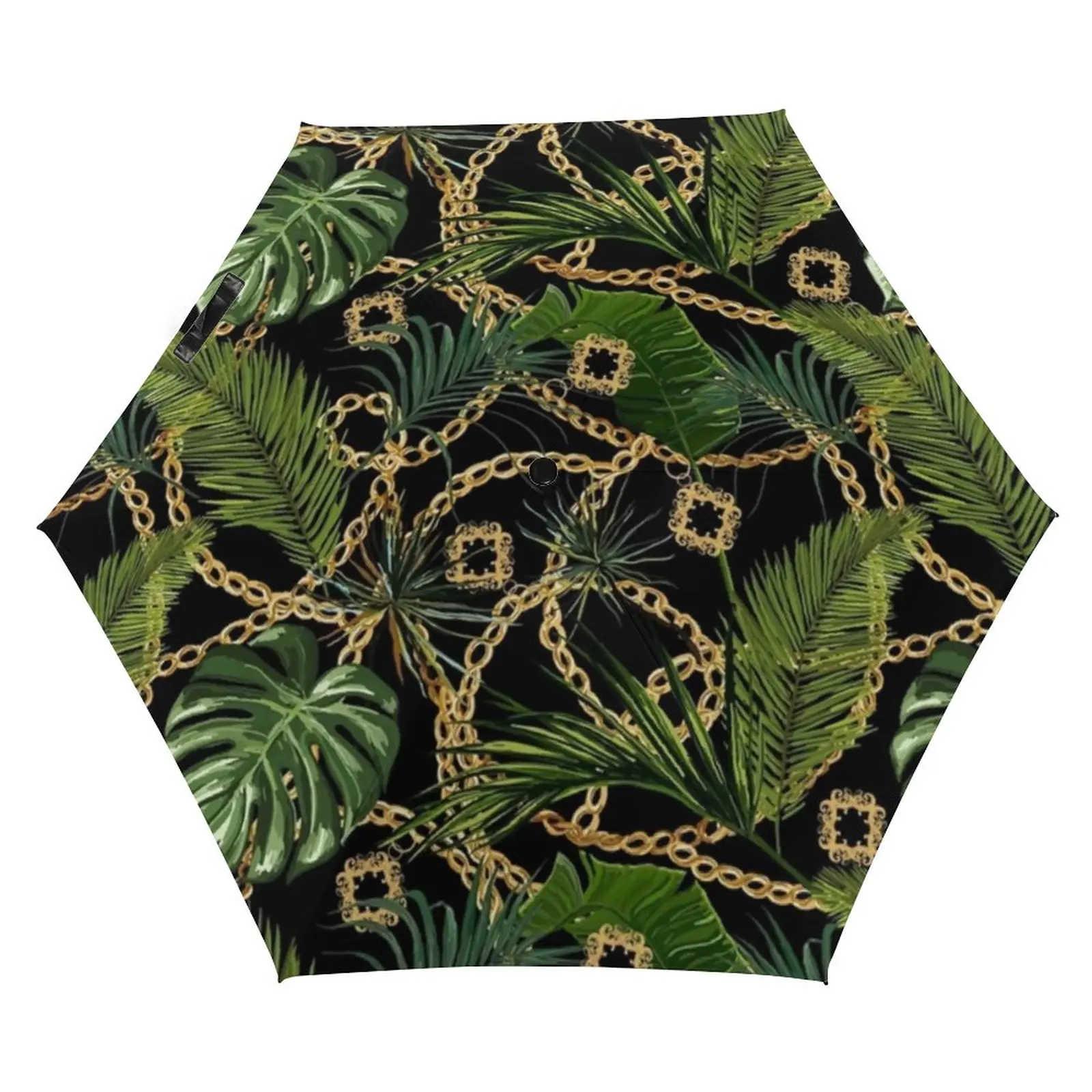 

Baroque Print 5 Fold 6 Ribs Umbrella Tropical Palm Leaves Sun and Rain Pocket Umbrella Ligthweight Umbrellas for Men Women