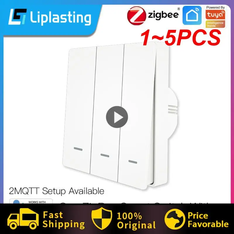 

1~5PCS Tuya ZigBee Smart Light Switch No Neutral Wire No Capacitor Needed Smart Life 2/3 Way Works with Alexa Google Home 2mqtt