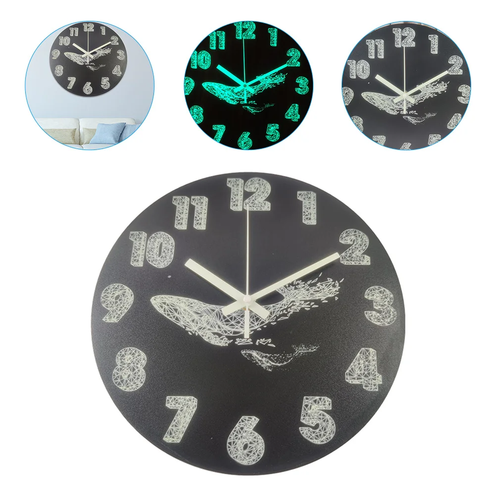 

Clock Wall Hanging Round Silent Farmhouse Decorative Luminous Mounted Mute Wooden Novelty Ornament
