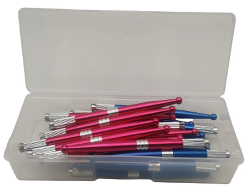 

Wholesale 30Pcs Permanent Makeup Machine Manual Pen Eyebrow Microblading Tattoo Pens Mix For Eyebrows Lips With A Storage Box