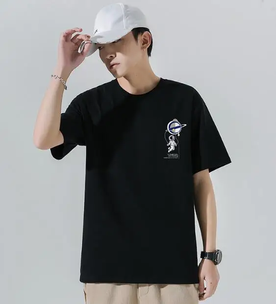 

New Summer Men's Short-Sleeved Solid Color Cartoon Pictures Round-collar Cotton Blend Slim T-Shirt ABD419