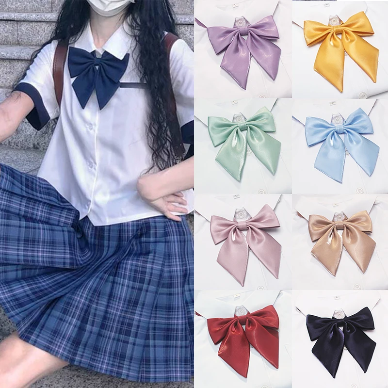 

New Students Solid Bowtie Polyester Bow tie For Women Uniform Collar Butterfly Cravats Girls Bowties JK Shirt Dress Neck Wear