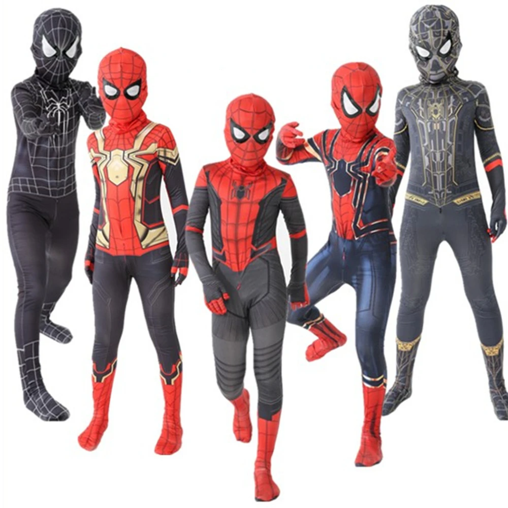 

Anime Superhero Spider Cosplay Costumes Halloween Peter Parker Adults Children Stage Performance Tights Jumpsuit Set