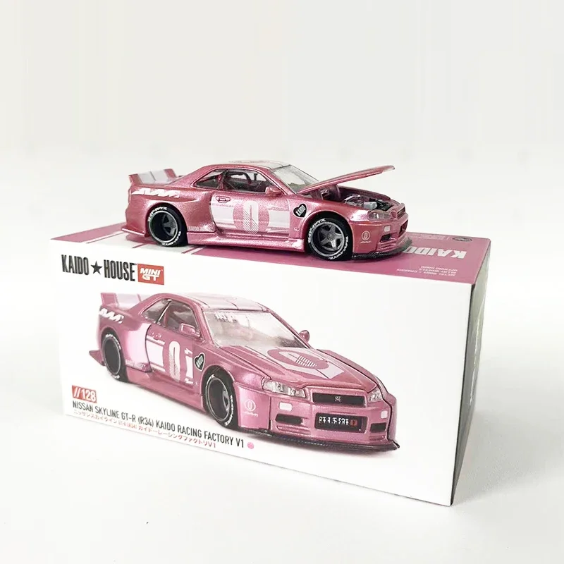Kaido House + MINIGT 1:64 Модель автомобиля Skyline GT-R (R34) Racing Pink # ХМГ128