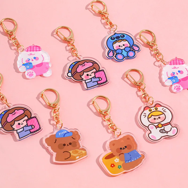 

Cartoon Acrylic Keychain Cute Bag Pendant Key Ring Multicolour Decoration Car Keys Jewelry Gifts