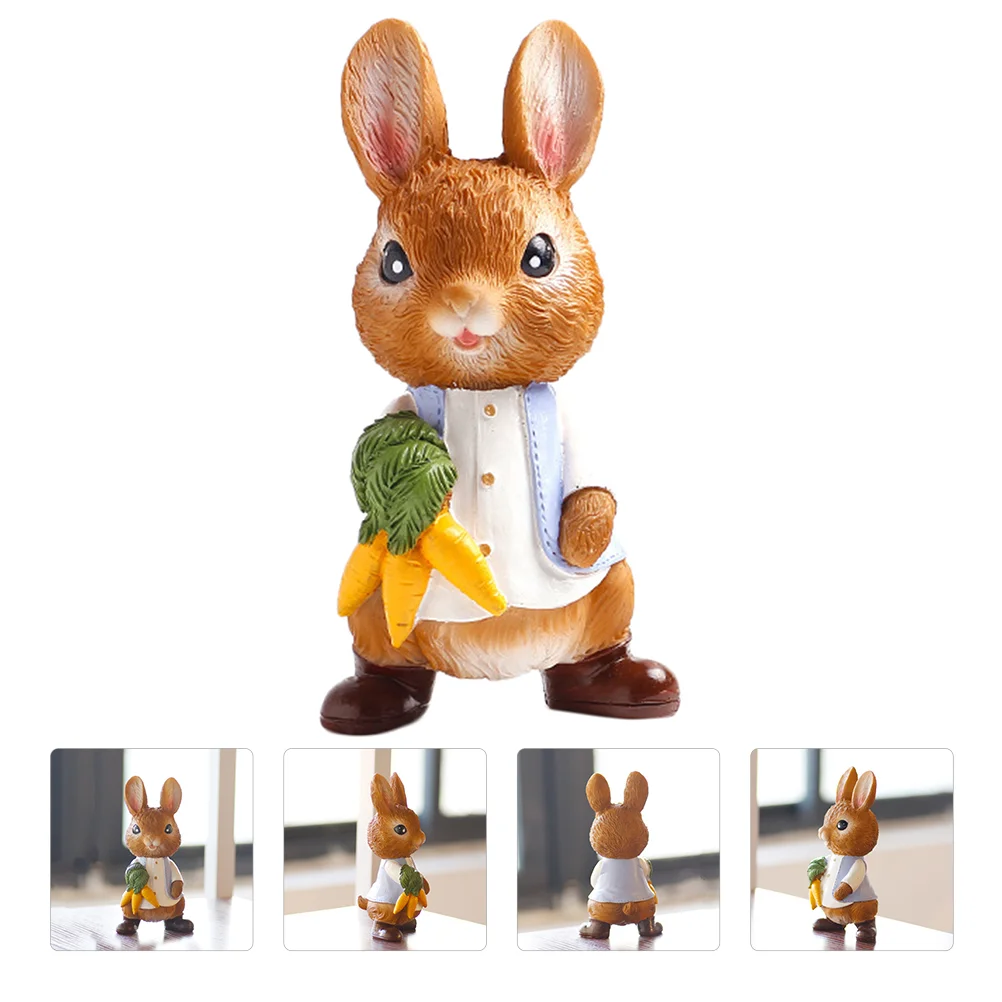

Easter Rabbit Ornament Bunny Statue Rabbit Figurine Micro Scene Decor for Home
