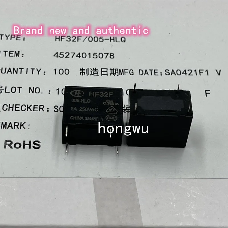 100% оригинальное новое 8 шт. HF32F-005-HLQ DC5V реле 8A 4 контакта
