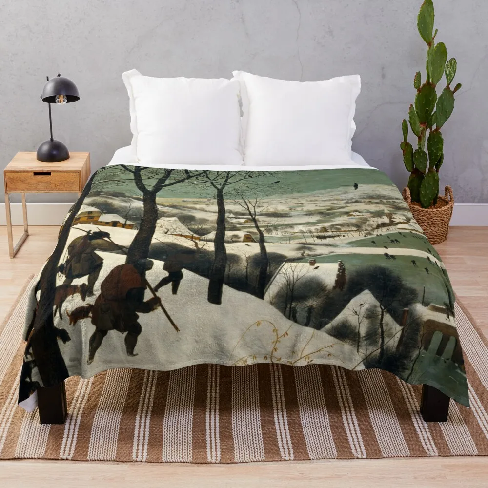 Одеяло для дивана с изображением охотников по снегу-пьестер брурекель одеяло