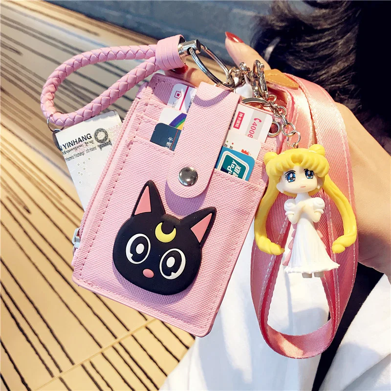 

Japanese anime Sailor Moon Tsukino Usagi Men women PU leather zero wallet Cute bus meal Campus transportation card bag