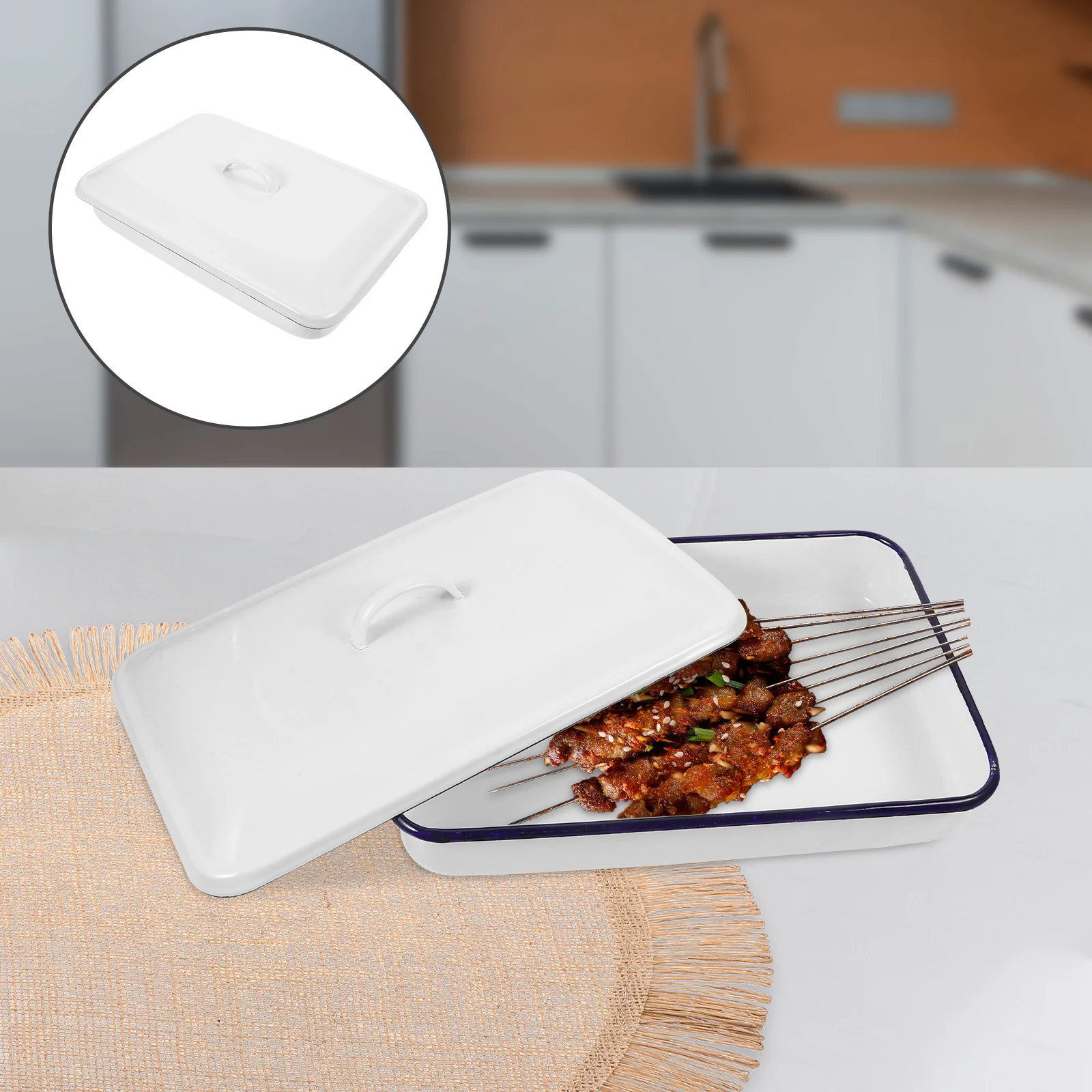 

Enamel Bake Pan Multi-functional Roasting Baking Tray Dishwasher Safe Enamel Food Plate