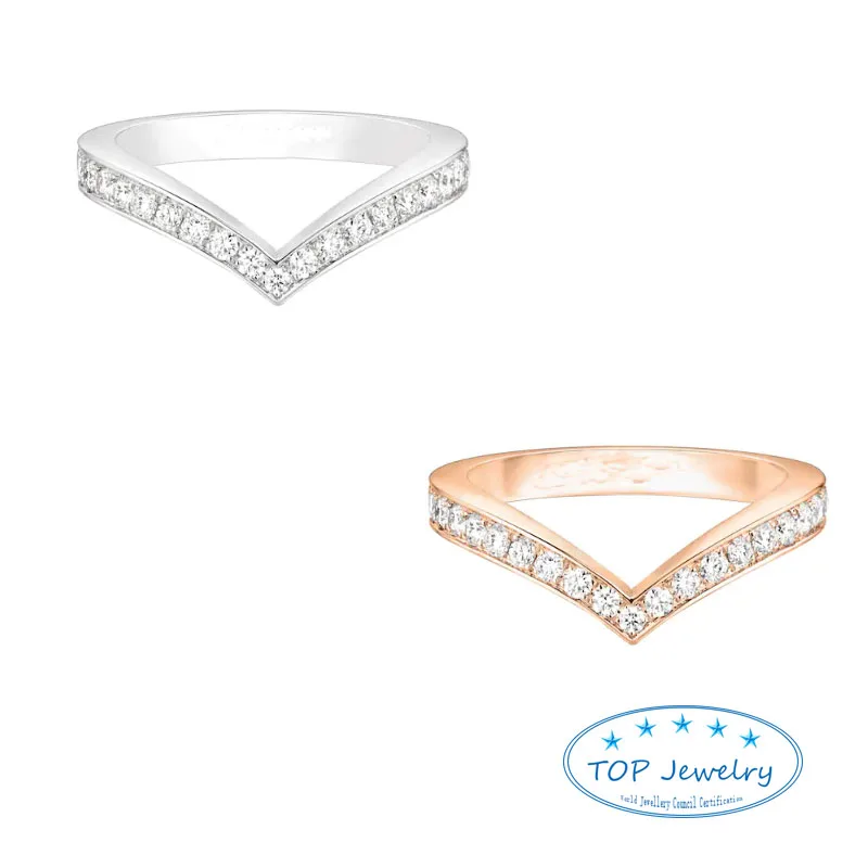 

Luxury Brand Jewelry 925 Sterling Silver Rose Gold Full Diamond Couple's Rings For lovers High Quality