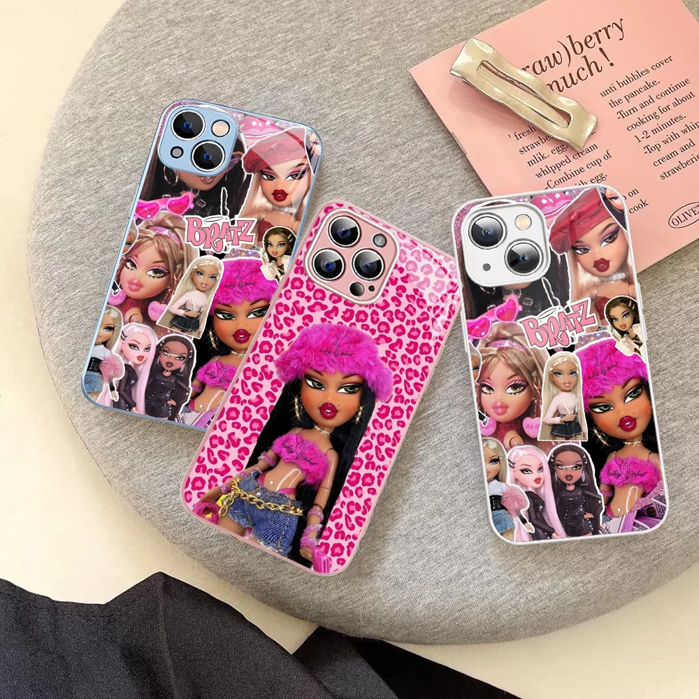 Модный чехол для телефона с куклой B-Bratz из закаленного стекла Iphone 14 13 12 11 Pro Mini XS MAX