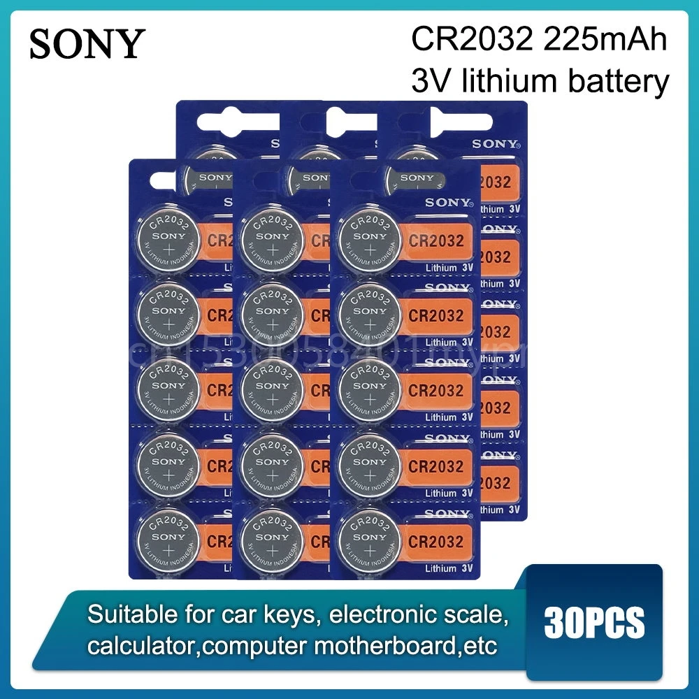 

30 шт. SONY оригинальный CR2032 DL2032 ECR2032 BR2032 2032 CR 2032 3 в литиевый кнопочный элемент батарея для монет долговечная для часов
