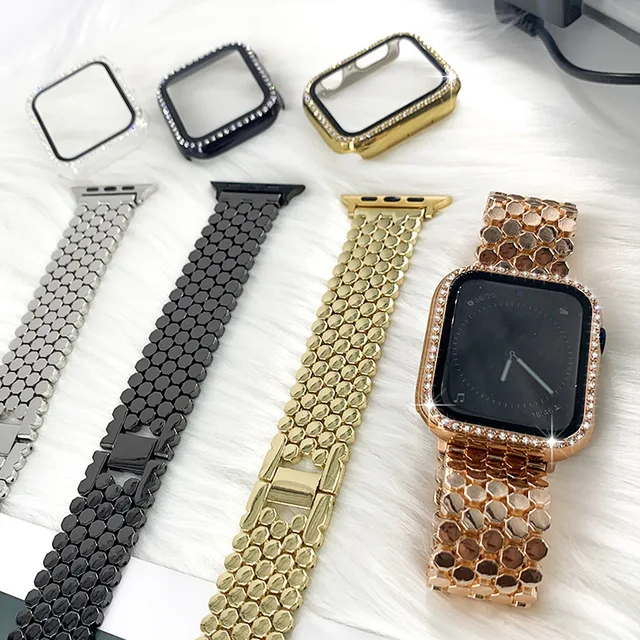 Slim metal strap for apple watch band 7 4 5 se 6 32 stainless