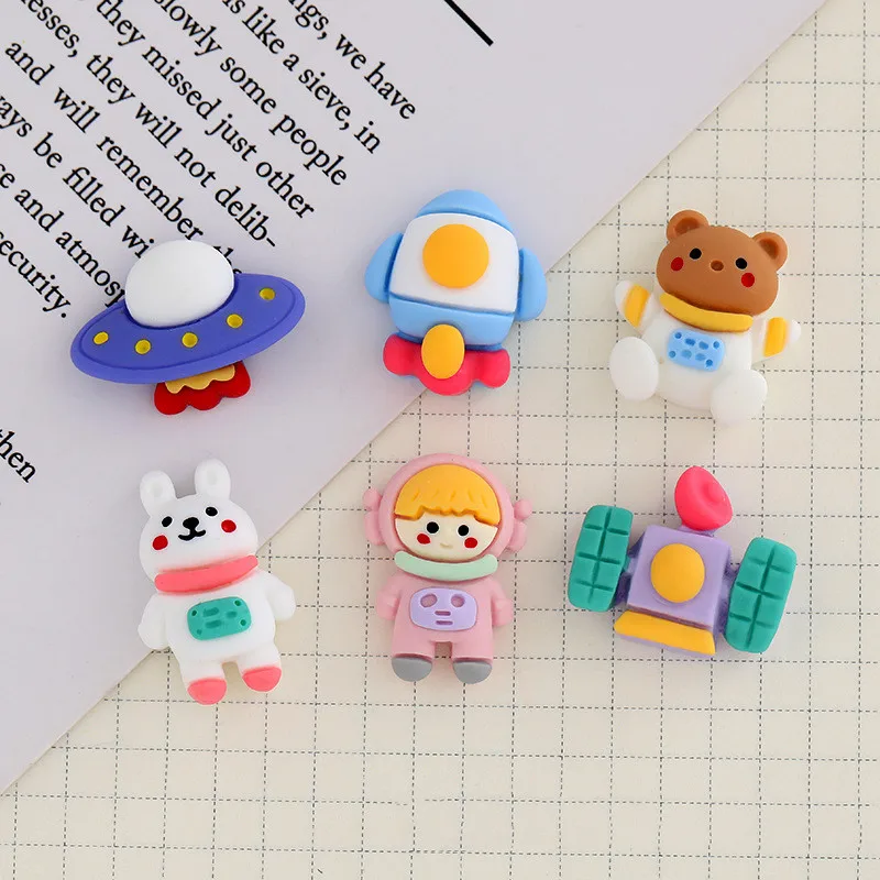 

Kawaii Flat Back Resin Spaceship Cabochon 10pcs Resin DIY Flatback Cabochon Embellishment Accessories Scrapbooking