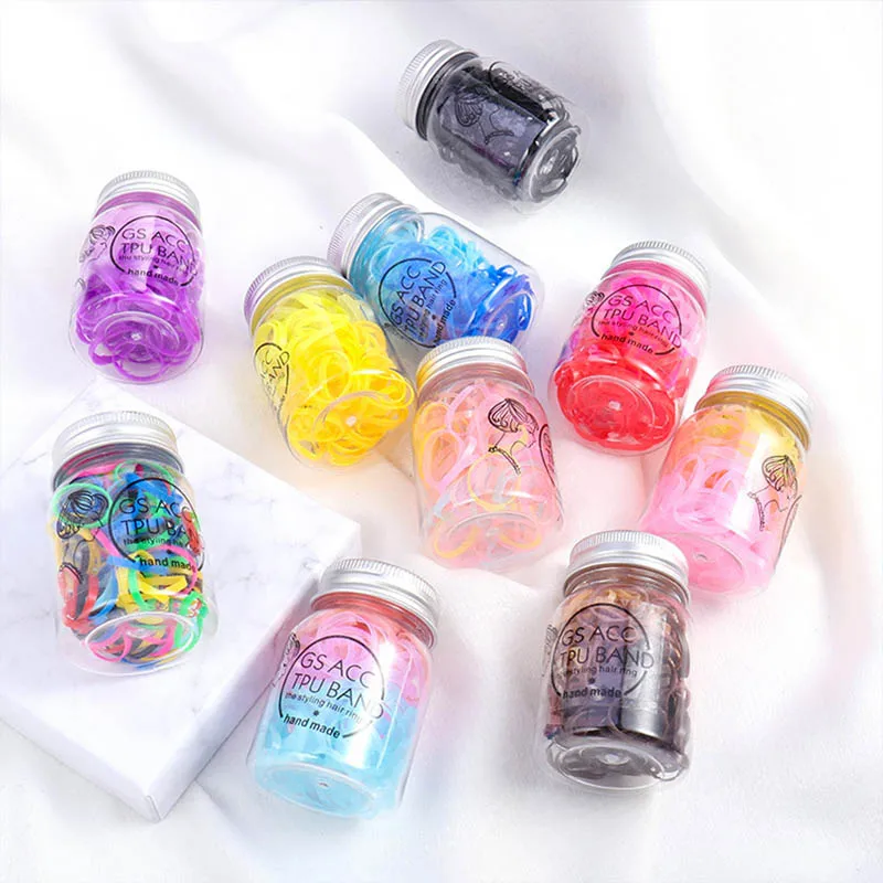 

Q 1Box Small Disposable Gradient Color Hair Bands Scrunchie Girls Elastic Rubber Band Ponytail Holder Hair Accessories Hair Ties