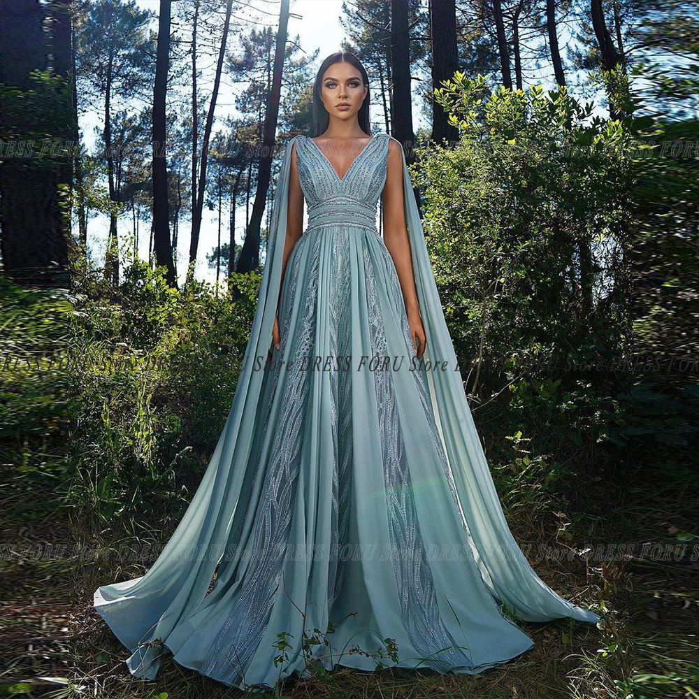 

Luxury Evening Dresses 2023 Formal Gala Cape Cap Sleeve Chic Lace Floor Length Formal Prom Party Gown For Woman Custom A Line
