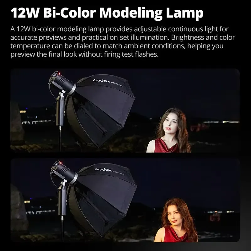 AD300Pro II TTL HSS Уличная вспышка-студийный свет, профессиональная, 300 Вт, двухцветная, с функцией моделирования света, портативная (art.: 3920dbd358b76) - 3920dbd358b76