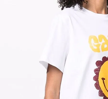 

Women Sunflower Smiley Print O-Neck T-Shirt 2022 Summer New Loose Simple Female Cotton Short Sleeve Tee Tops