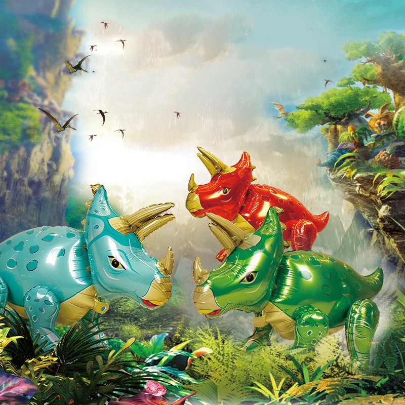 

GONGOUYANG 3D стереоскопический динозавр, детские игрушки, алюминиевый пленочный шар, тираннозавр Трицератопс для дня рождения