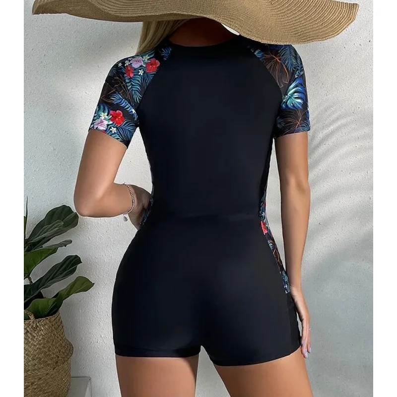 2022 New Long Sleeve Swimwear Sexy Surf One Piece Set Swimsuit Women Zipper Rashguard Bathing Suit Beachwear Bodysuit Swimming