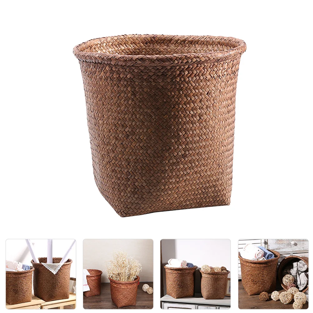 

Can Trash Waste Basket Woven Garbage Bin Wastebasket Rattan Small Wicker Bathroom Bedroom Straw Officerubbish Baskets Paper