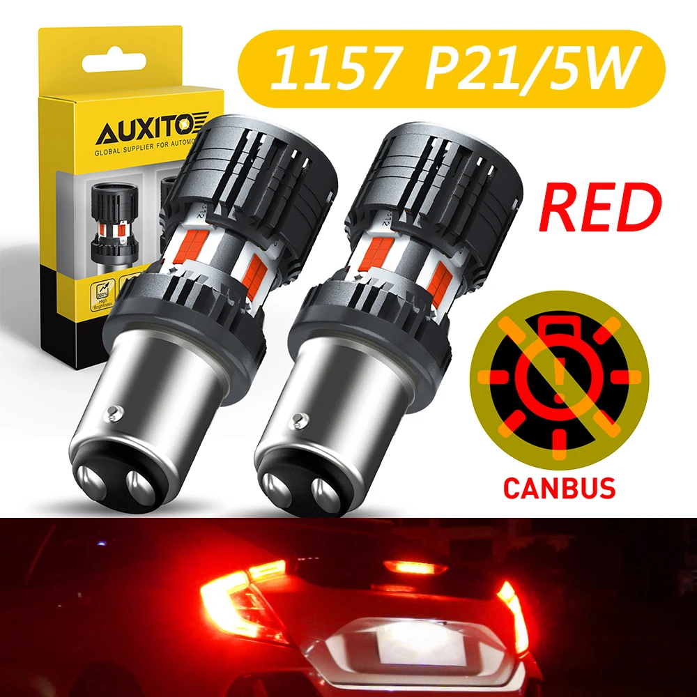 

AUXITO 2X Красный P21/5W BAY15D Светодиодный прожектор 1157 Четверть и стоп-сигналы Задний фонарь без ошибок Canbus для автомобильных ламп 12 В Turbo
