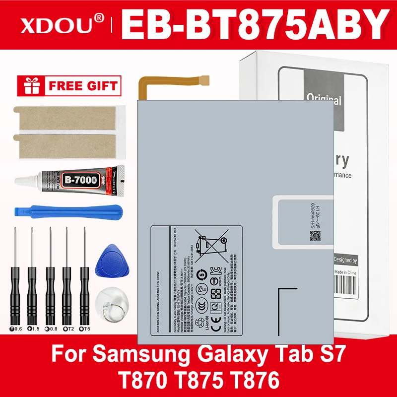 Фото Совершенно новая батарея EB-BT975ABY EB-BT875ABY для Samsung Galaxy Tab S7+ S7 Plus 12.4 SM-T976B SM-T970/ S7 T875, батарея для планшета №1