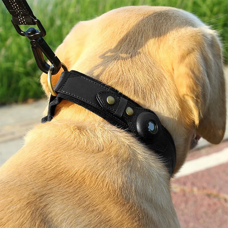 

New Genuine Leather for Airtag Dog Collar Positioning Tracker First Layer Cowhide Dog Pet Leather Chyer Dog Accessories