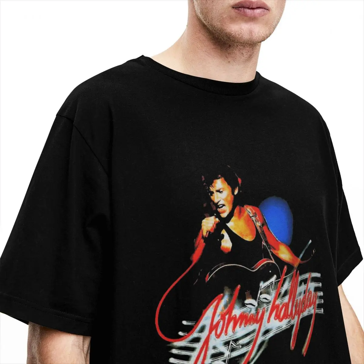 Mężczyźni Kobiety T-Shirt Johnny Hallyday Vintage 100% Bawełna Koszulka z krótkim rękawem Muzyka rockowa T Shirt Crewneck Odzież 6XL