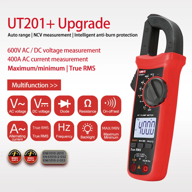 

UNI-T UT201 UT202 UT203 UT204 Plus Digital Amperimetric Clamp Meter Professional Voltmeter Pliers Ammeter Electrical Tester