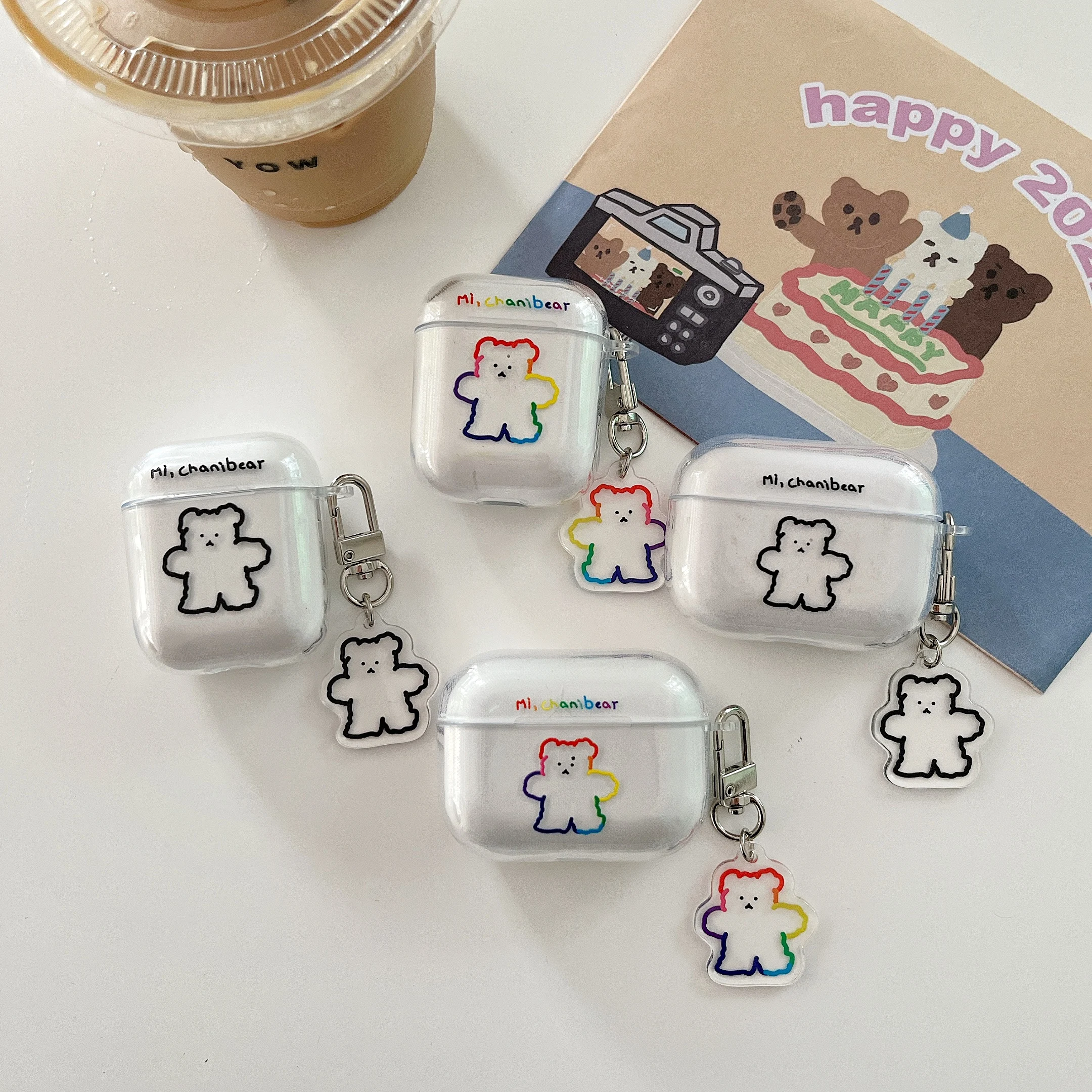 

Прозрачный чехол для наушников из ТПУ с милым медведем для Airpods Pro, защитная зарядная коробка для Air Pod 1 2 3 FFundas