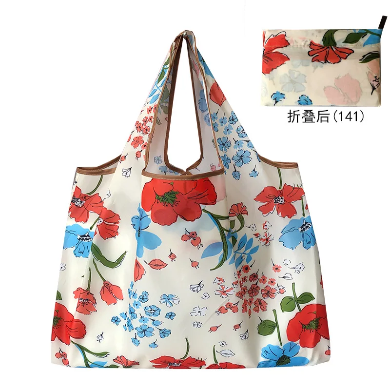 

Fashion Printing Foldable Eco-Friendly Shopping Bag Tote Folding Pouch Handbags Convenient Large-capacity for Travel Grocery Bag