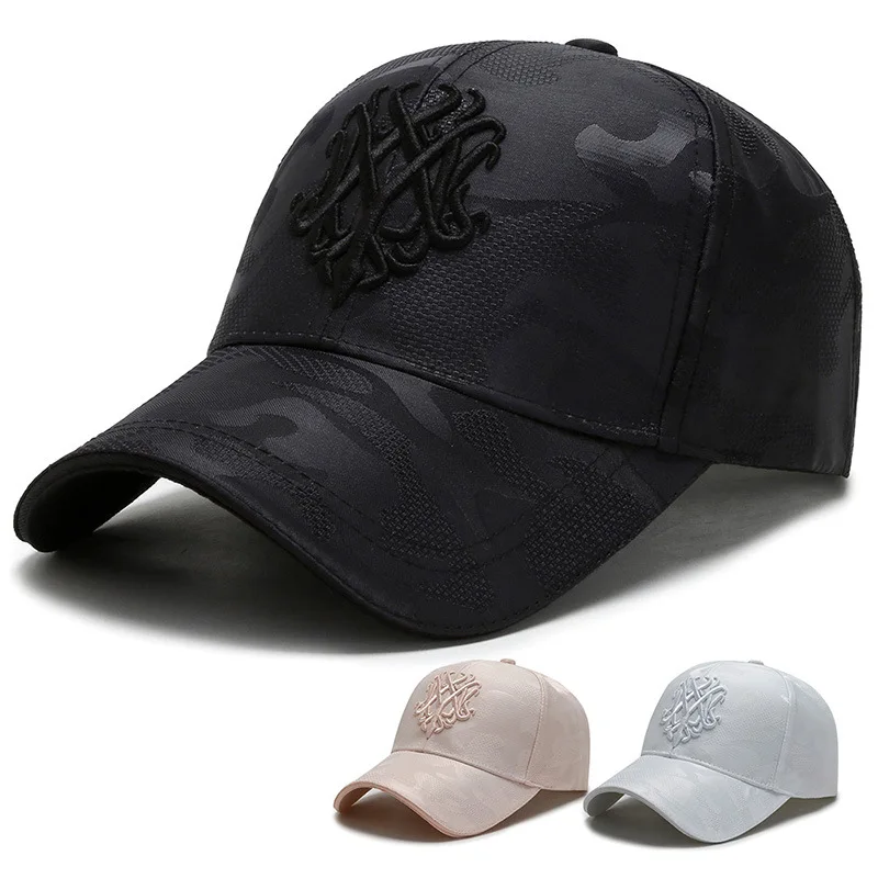2022 Men Golf Hat Brim Shade Snapback Letters Embroidered Camouflage Hat Baseball Cap Sunscreen Peaked Cap Men's Sun Hip Hop Hat