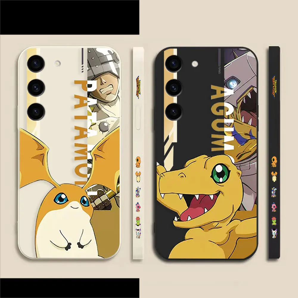 

Anime Digimon Digital Monster Agumon Case For Samsung Galaxy S23 S22 S21 S20 FE S11 S11E S10 Ultra Plus 4G 5G Colour Liquid Case