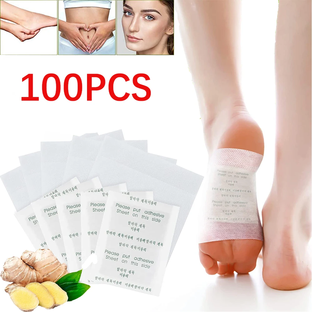 100/Pcs Detox Foot Pads Organic Herbal Cleansing Patches Detox Patches Relieve Stress Toxins Cleansing Detoxificatio Weight Loss