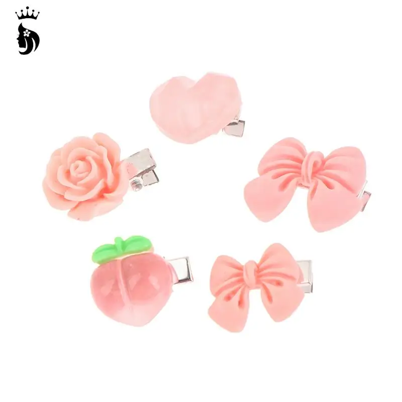 5 шт. милые заколки для волос с бабочками розовыми персиковыми цветами бантом
