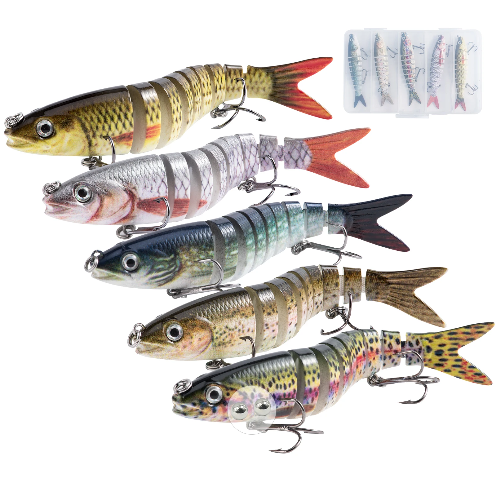 

Goture 5pcs/Box Swimbait 10cm 10g Sinking Wobblers Fishing Lures Multi Jointed Hard Bait With 8#Hook For Freshwater Saltwater