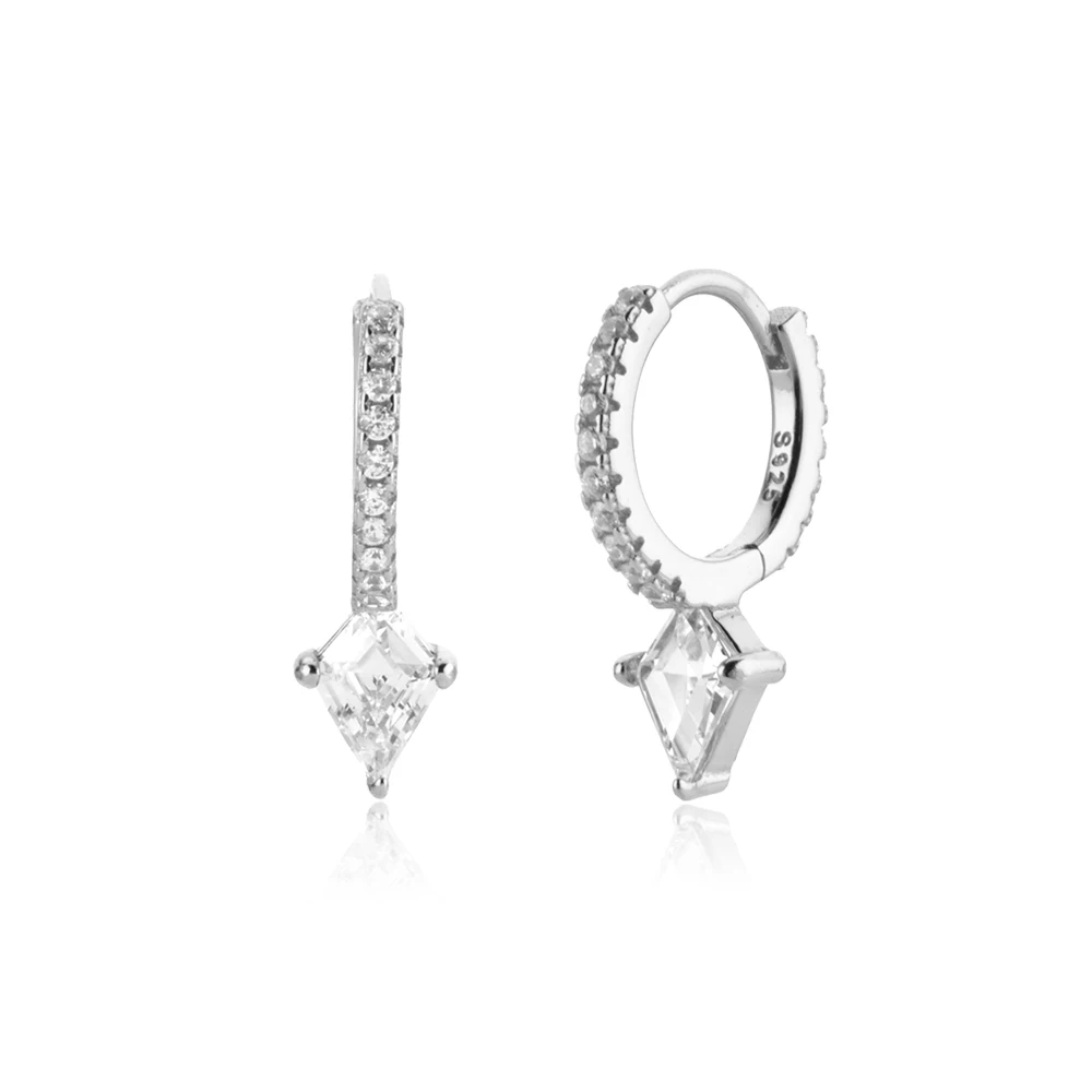 

Bohemian Piercing Rhombus Three-claw Zircon Pendant Ear Studs for Women Earrings Fashion Jewelry Ins Same Earing Party Pendiente