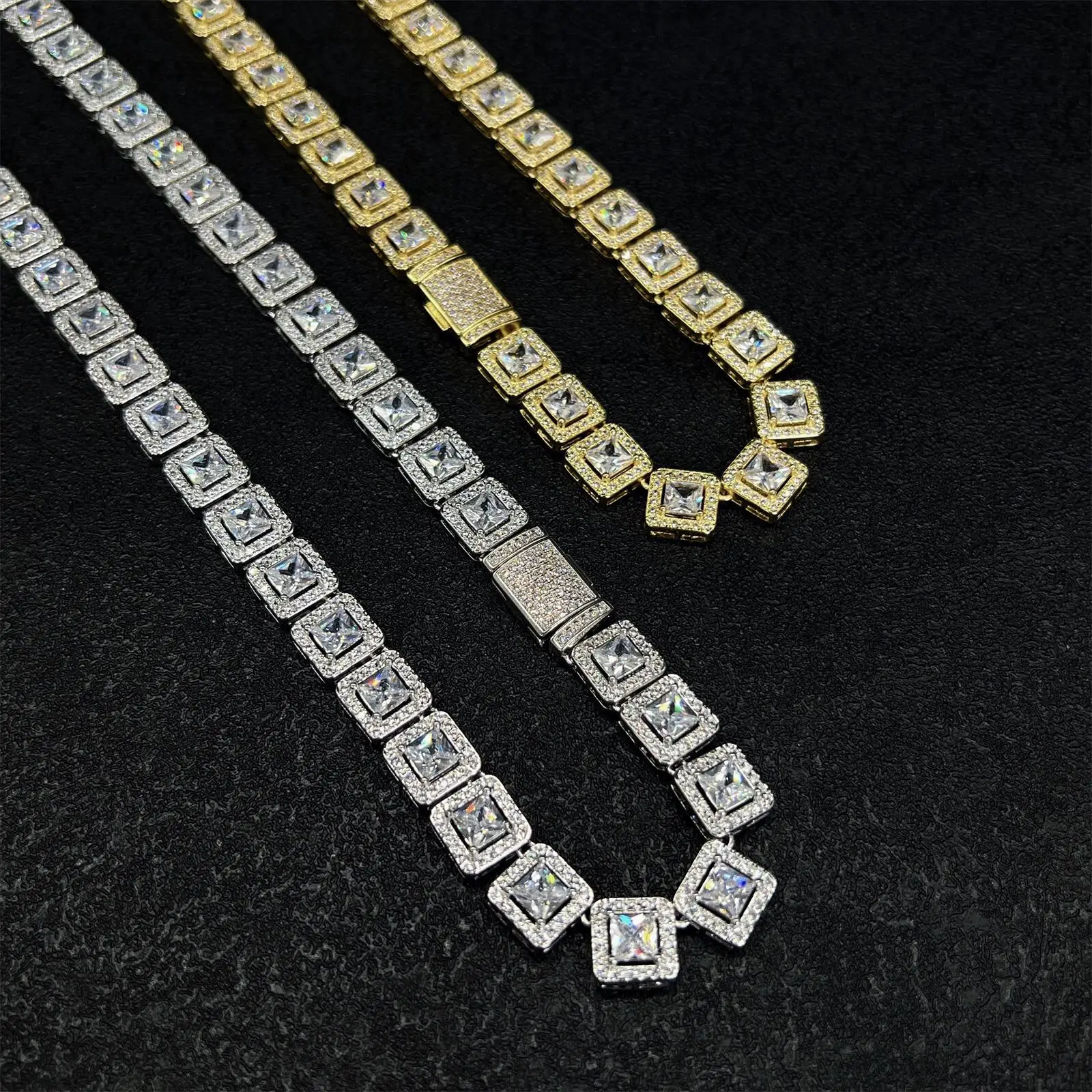 

DIY Bling Big Zircon High Quality Jewellry Gold Silver Colour Pendant Necklace Hip Hop Cuban Jewelry For Men Women