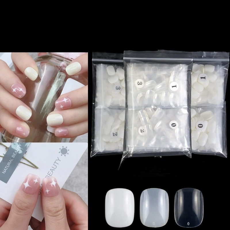 

600 Pcs Fake Nails Short Round Nails Transparent Full-stick Wearing Nails Free Shipping Items Nail Kit Professional Set Gel Tips