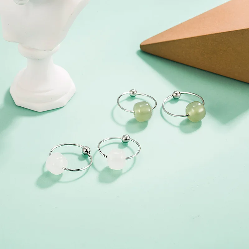 

2023 New Fashion Summer Hotan Jade Earrings for Women with A Sense of Design High Grade Cold Wind Earrings