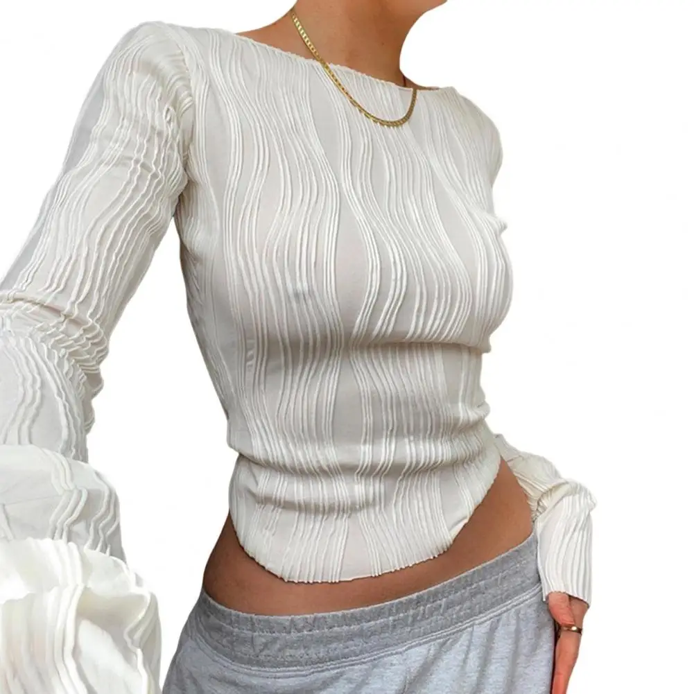 

Club Blouse Pure Colors Sexy Top Exposed Navel Slim Lady Sexy Tee Shirt