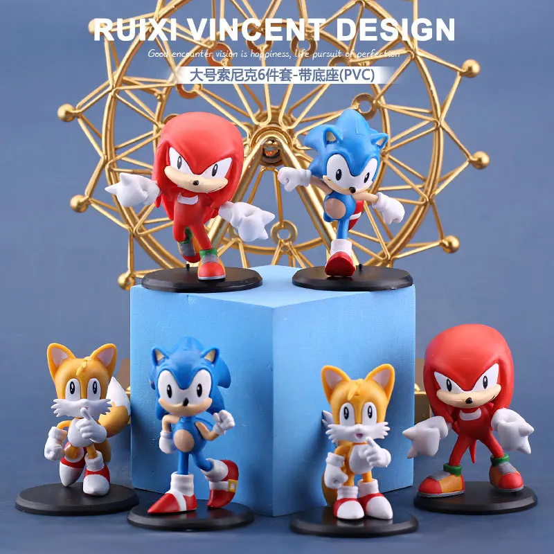 

Sonic Blind Box Give One At Random PVC Material Desktop Decoration Sonic Rat Hedgehogs with base