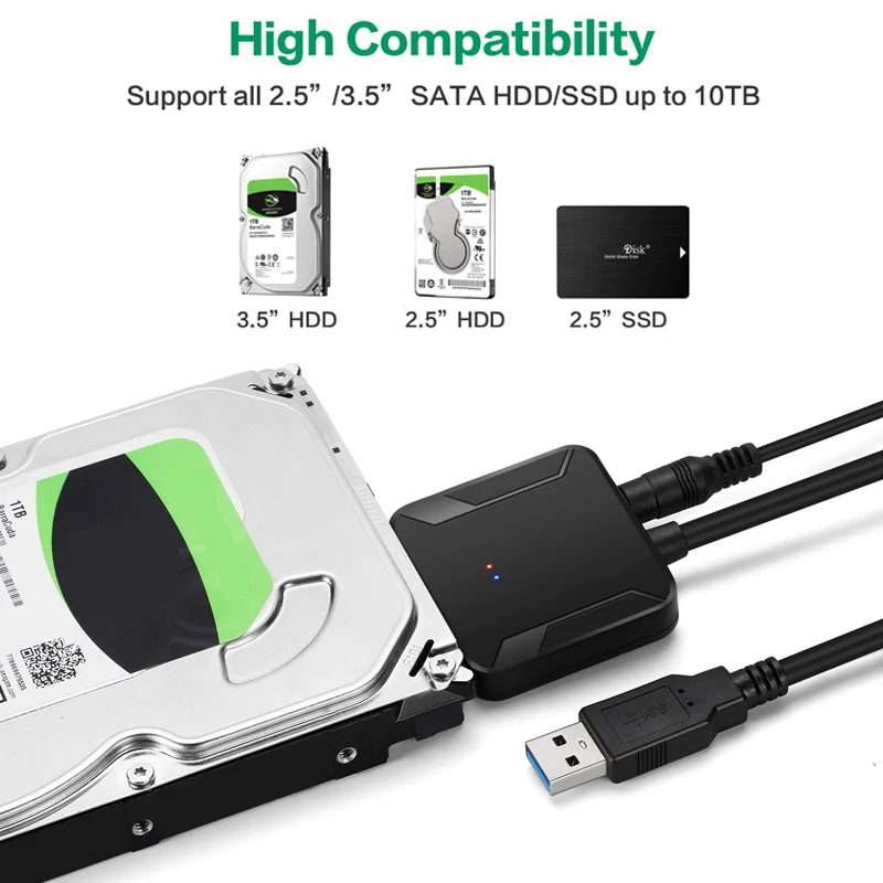 

USB 3.0 To Sata Cable Computer Accessories Adapter Convert Cable Support 2.5/3.5 Inch External SSD HDD Adapter Hard Drive Laptop