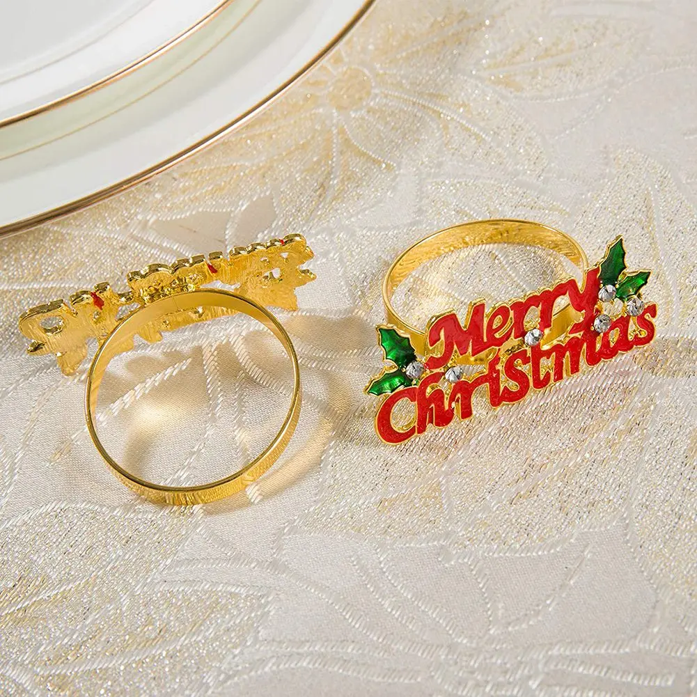 

Christmas Napkin Rings - Set of 10 Napkin Holder Rings for Holiday Christmas Table Decoration Elk Napkin Buckle