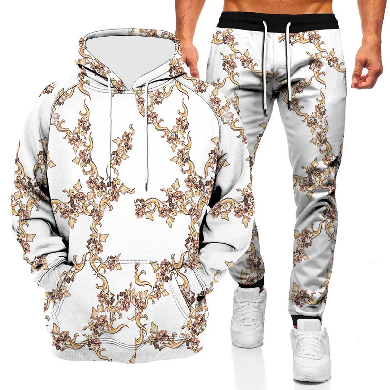 

3D Printed Men's Sweatshirt Hoodies Set Men's Tracksuit Pullover Jacket Pants Long Sleeve Sportswear Autumn Clothing Male Suit